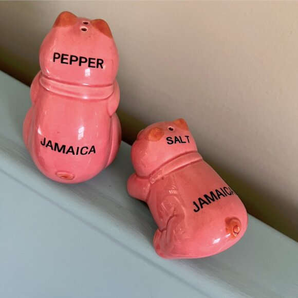 Naughty Vintage RARE Pig Shaped Salt & Pepper Shakers "Jamaica" Souvenir - Picture 7 of 11